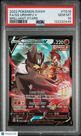 2022 Pokemon Sword & Shield Brilliant Stars SS Urshifu V #TG18 FULL ART PSA 10